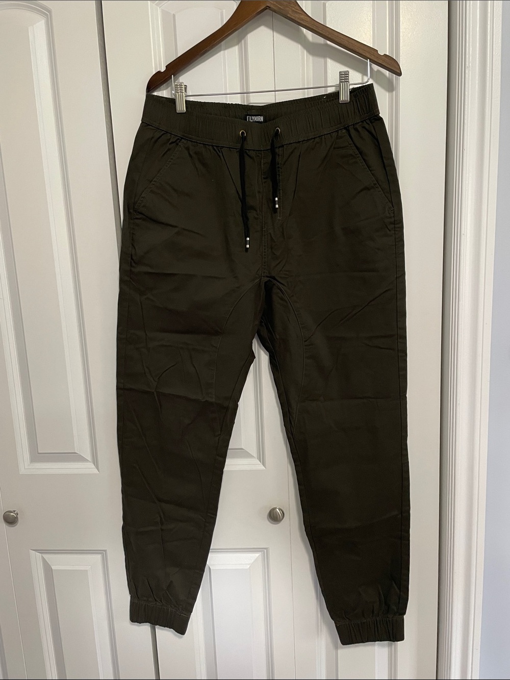 Olive Green Men's Jogger Pants with Drawstring Waist